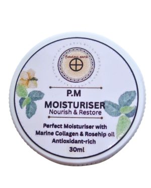 flawless earth pm moisturiser marine collagen & rosehip oil