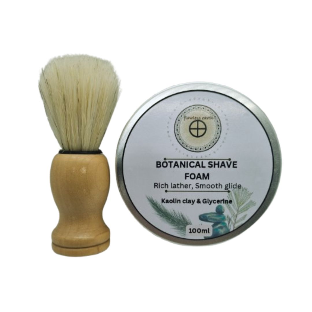Botanical wet shaving kit with shave soap and brush