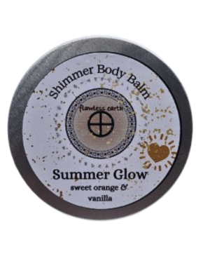 Nourishing shimmer body balm with shea butter and sunflower oil. Adds a subtle bronze glow for radiant summer skin Flawless Earth